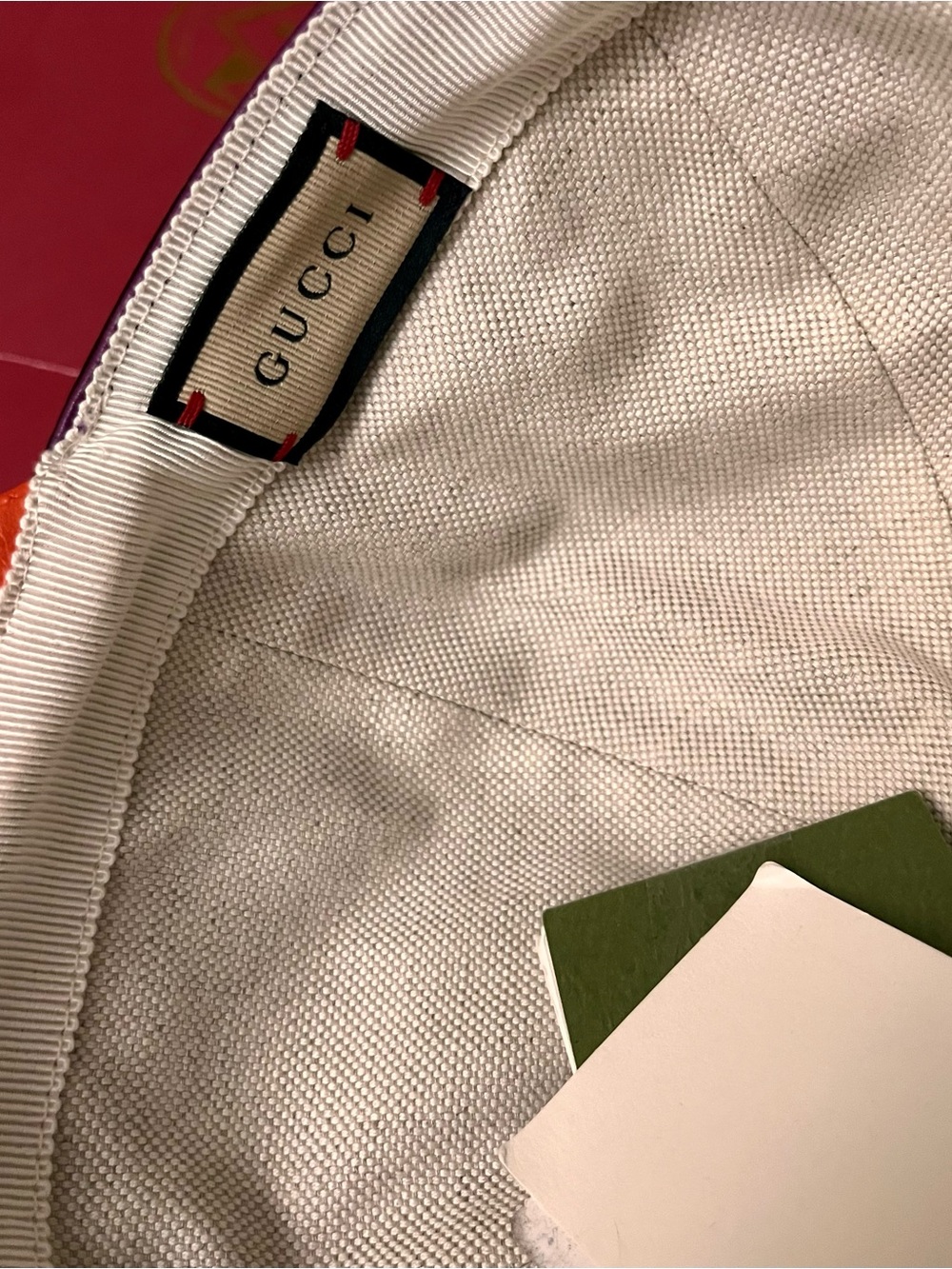 Gucci Two-Tone Purple and Orange Leather Cap 100 % Authentic - Picture 11 of 16